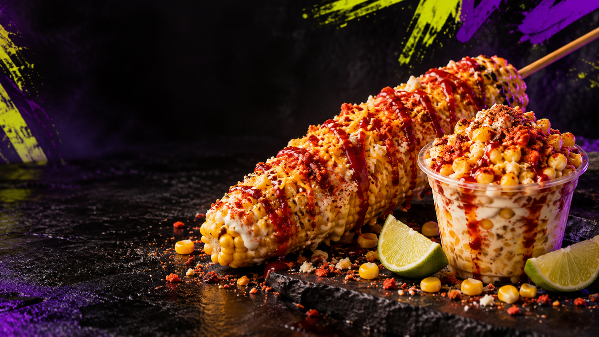 Composición visual de elote y esquites con la identidad de PIFAS