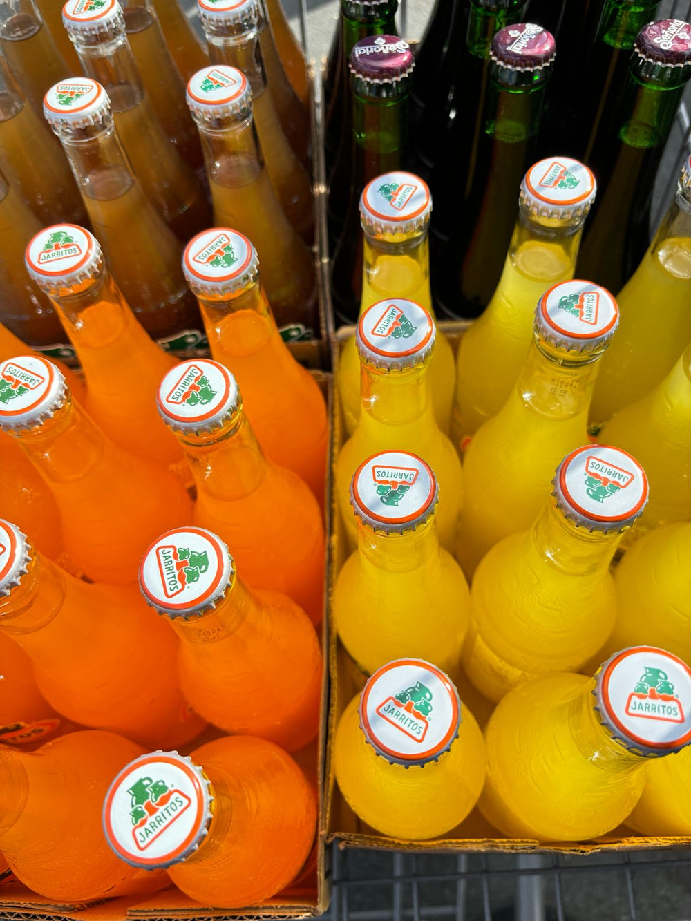 Selección de bebidas mexicanas en botellas de vidrio